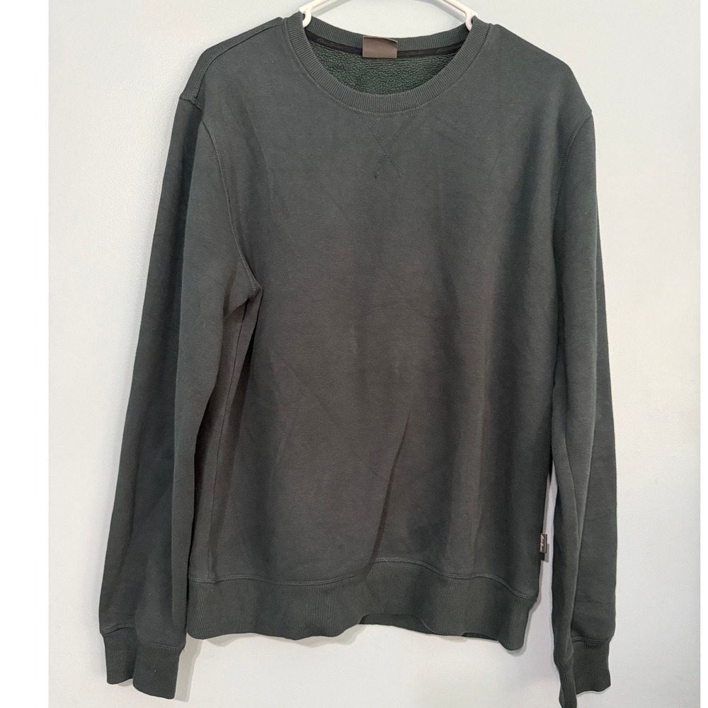 Eddie Bauer Men's M Crewneck Sweatshirt Green Sherpa Lined Fleece Pullover - Picture 1 of 4
